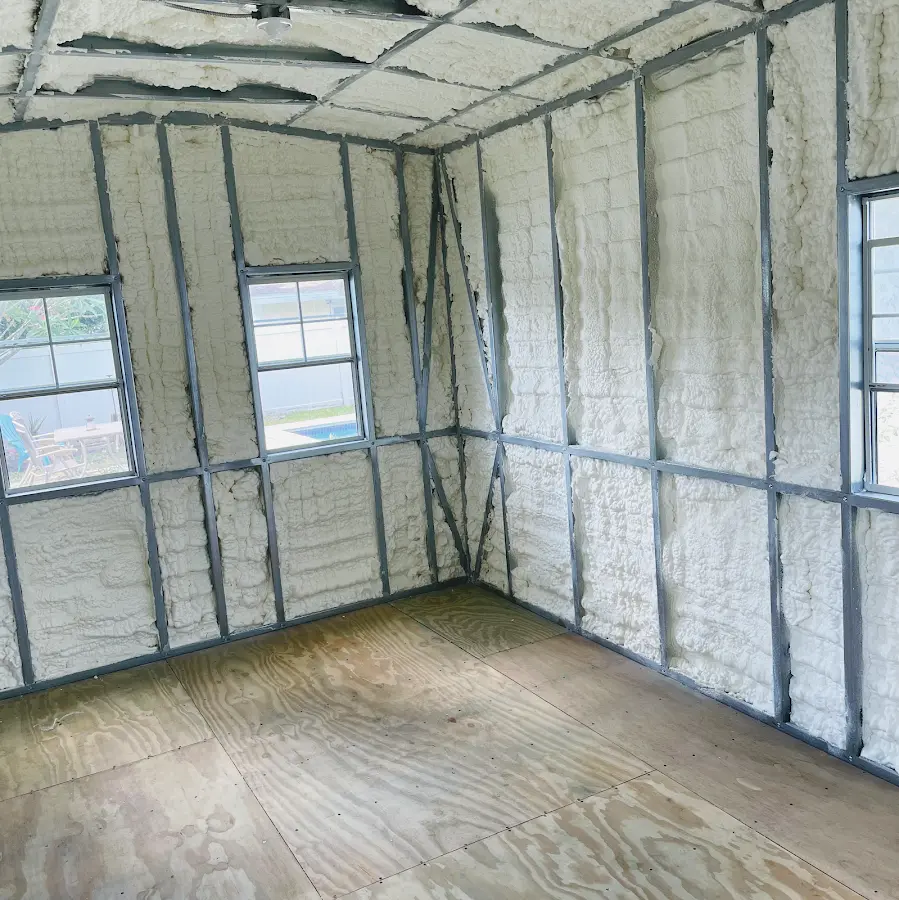 Closed-cell spray foam insulation applied to wall cavities in a residential project in Granite City